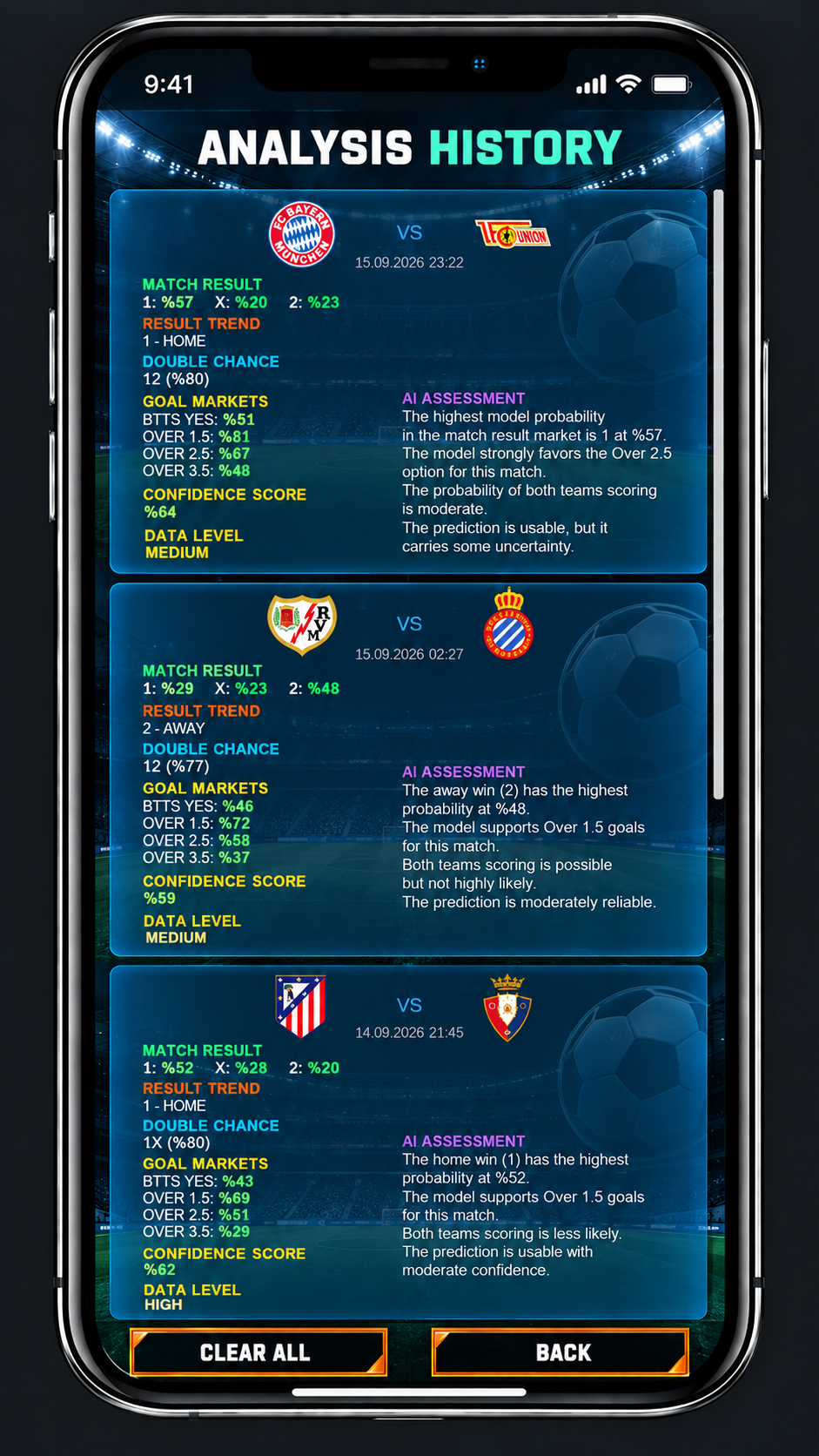 MATCH ANALYSIS AI Analysis History